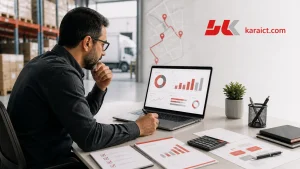 مدیر شرکت پخش در حال بررسی هزینه و قیمت نرم افزار پخش مویرگی کارا